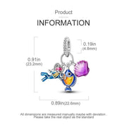 Scuba Diver Pandora Charm | Tropical Fish Purple Shell | Triple Dangle | Snorkeling Gift | Ocean Jewelry