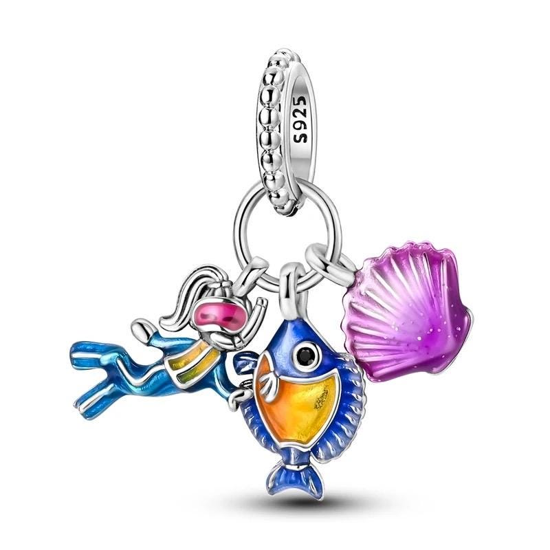 Scuba Diver 925 sterling silver charm