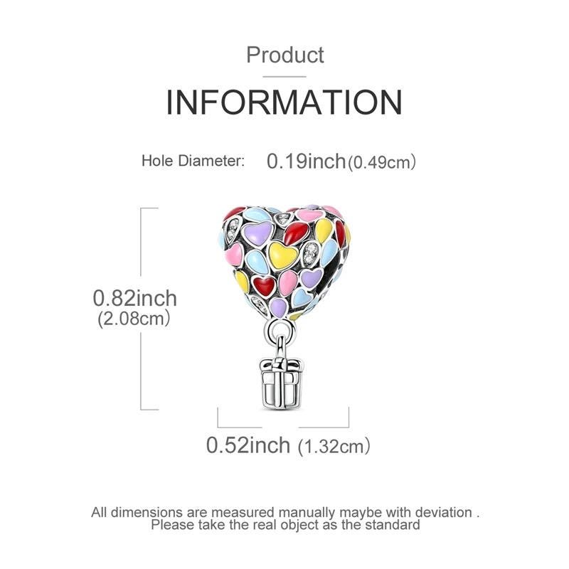 Heart Hot Air Balloon sterling silver charm view 6