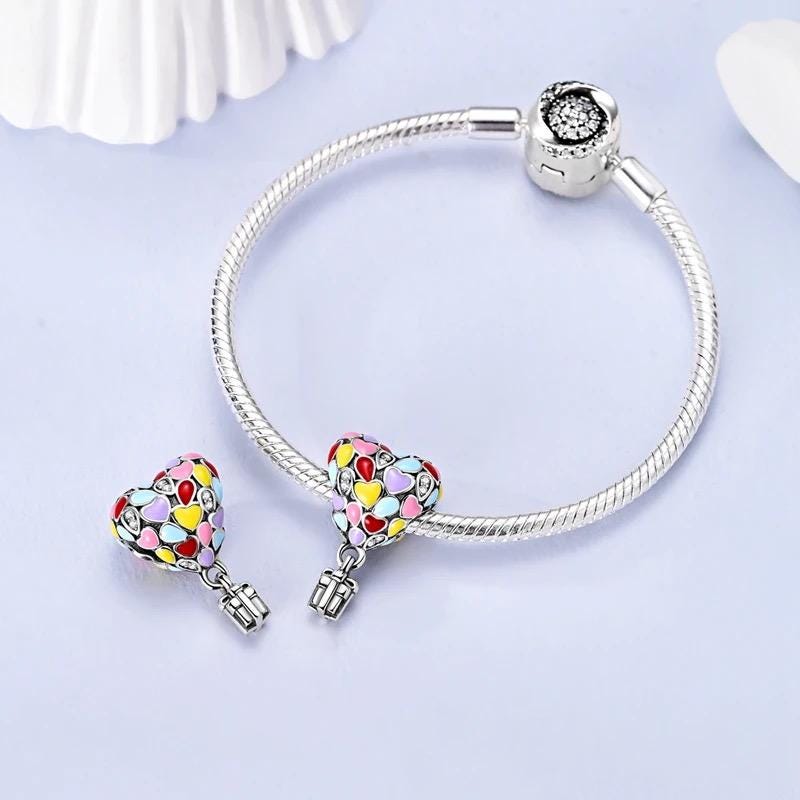 Heart Hot Air Balloon sterling silver charm view 5