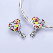 Hot Air Balloon Pandora Charm | Colorful Heart Bead | Silver Gift Box Dangle | Birthday Jewelry