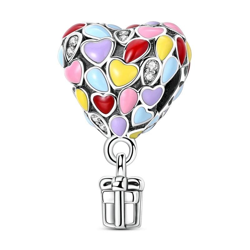 Heart Hot Air Balloon 925 sterling silver charm