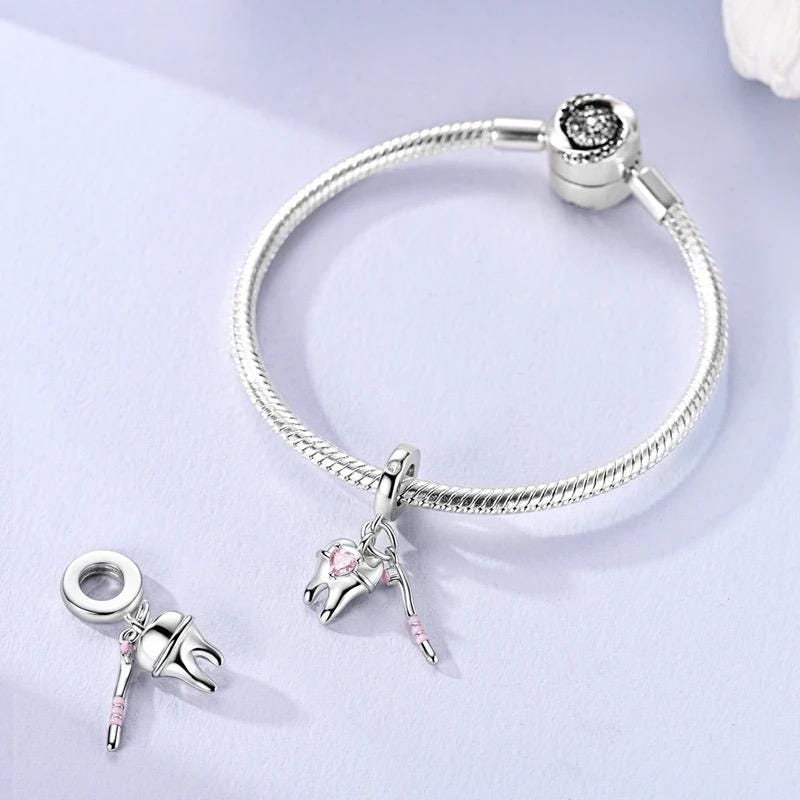 Dentist Tooth sterling silver charm view 5