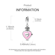 Urn Pandora Charm | Pink Heart Cremation Ashes | Silver Memorial Keepsake | Pet Loss Gift
