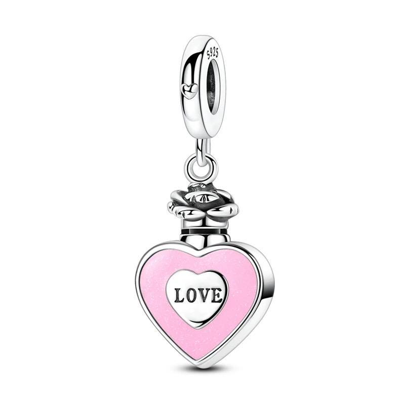Pink Heart Urn 925 sterling silver charm