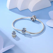 Hamsa Hand Pandora Charm | Blue Evil Eye Bead | Silver Protection Amulet | Yoga Spiritual Jewelry