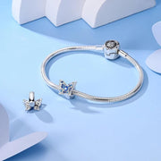 Blue Butterfly Pandora Charm | Sparkling Crystal Wings Bead | Silver Nature Jewelry | Spring Transformation Gift