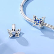 Blue Butterfly Pandora Charm | Sparkling Crystal Wings Bead | Silver Nature Jewelry | Spring Transformation Gift