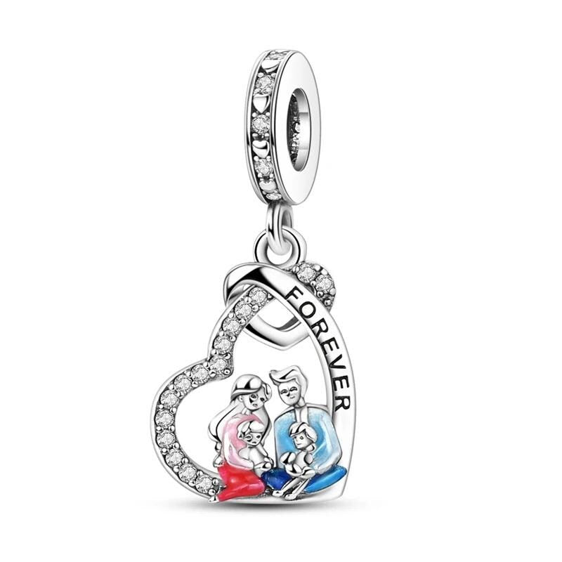 Family Forever Heart 925 sterling silver charm