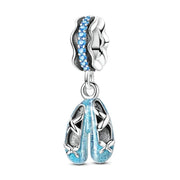 Blue Ballet Shoes Pandora Charm | Sparkle Pointe Slipper Dangle | Dancer Recital Gift for Her
