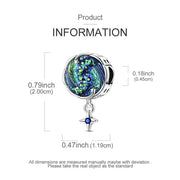 Aurora Galaxy Bead Fits Pandora Charm Bracelet, Blue Star Dangle Space Night Sky Gift