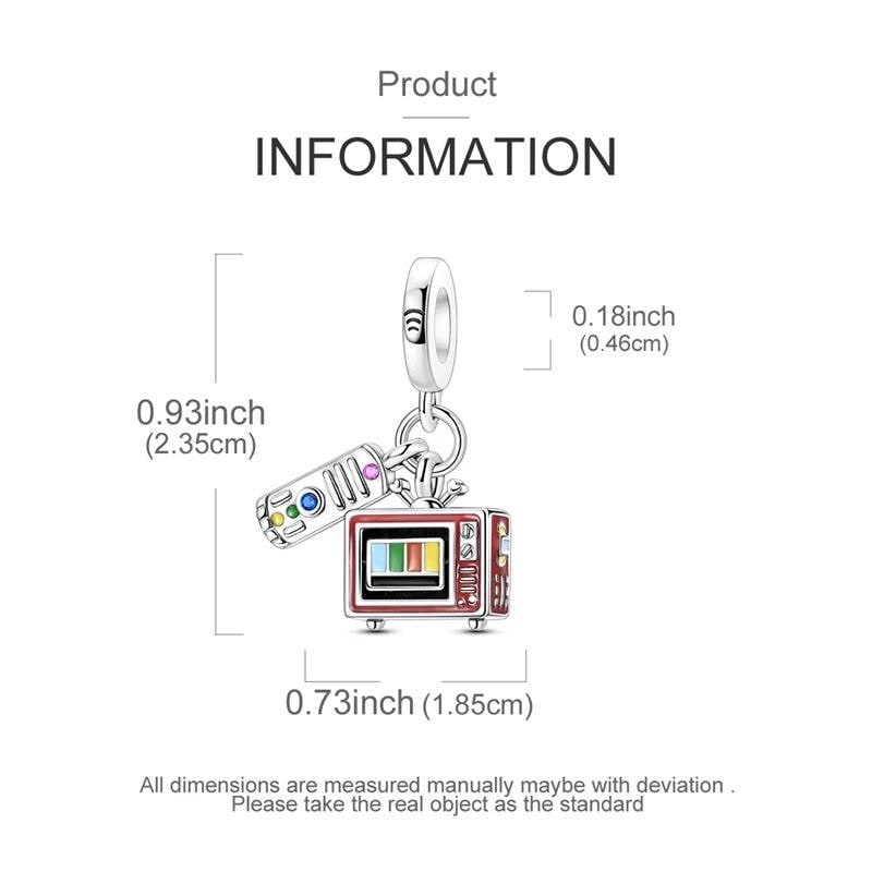 Retro TV sterling silver charm view 6