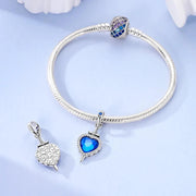 Sword Heart Pandora Charm | Blue Crystal Dagger Dangle | Gothic Edgy Jewelry | Anti Valentine Gift