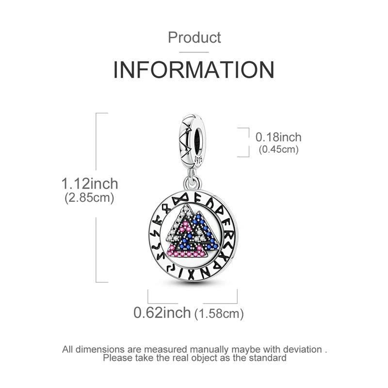 Viking Valknut sterling silver charm view 5
