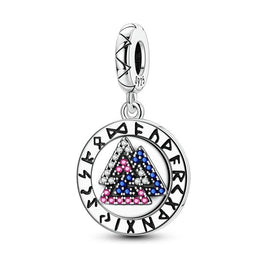 Valknut Runic Pandora Charm | Viking Triangle Symbol Dangle | Norse Mythology Odin Gift