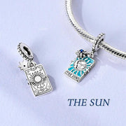 Sun Tarot Card Pandora Charm | Blue Celestial Dangle | Silver Mystic Witchy Jewelry | Spiritual Gift