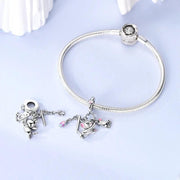 Playful Cat Pandora Charm | Kitten Mouse Dangle | Scratching Post Feather | Silver Pet Lover Gift