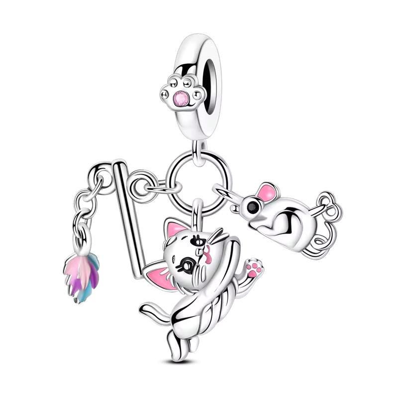 Playful Kitten 925 sterling silver charm