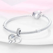 Baby Footprints Pandora Charm | Blue Crystal Heart | I Love U Forever | New Mom Gift