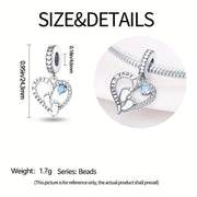 Baby Footprints Pandora Charm | Blue Crystal Heart | I Love U Forever | New Mom Gift