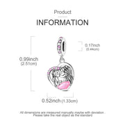 Mother Daughter Love Pandora Charm | Pink Heart Mom Kissing Child Dangle | Silver Mum Gift