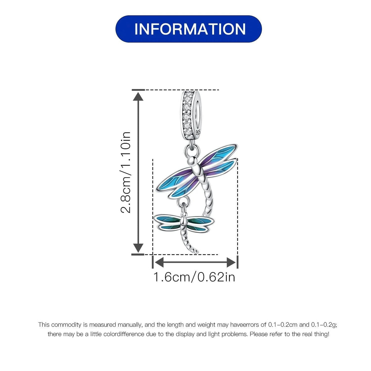 Dragonfly sterling silver charm view 5