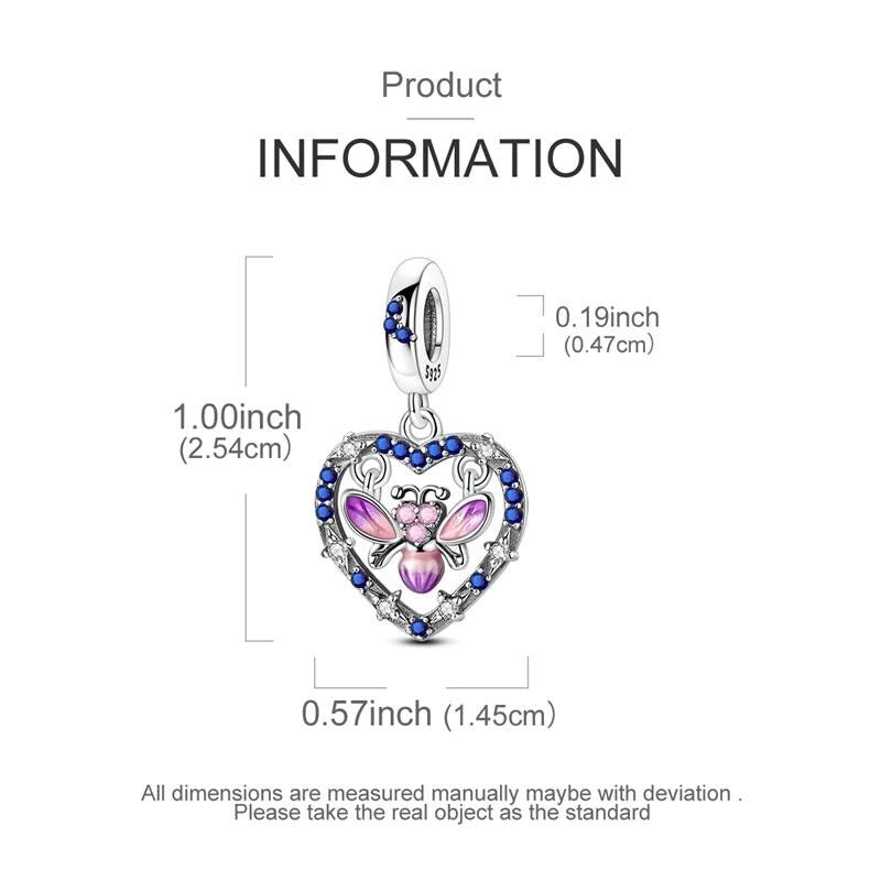 Firefly Heart sterling silver charm view 6