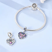 Firefly Pandora Charm | Blue Heart Night Sky Dangle | Silver Insect | Glow Worm Nature Gift