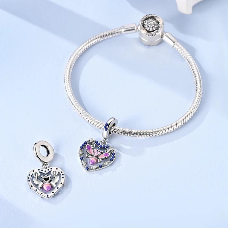 Firefly Heart sterling silver charm view 5