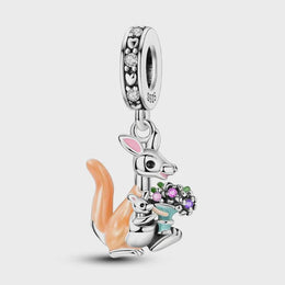Kangaroo Pandora Charm | Mom & Baby Joey | Australian Animal | Silver Dangle | Mothers Day Gift