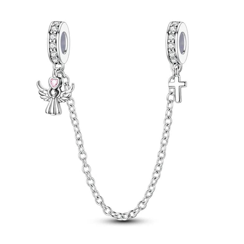 Angel Cross Safety Chain 925 sterling silver charm