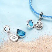 Ocean Blue Teardrop Pandora Charm | Secret Locket Pendant | Sea Starfish Jewelry | Love The Ocean Gift