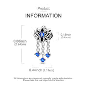 Blue Lotus Pandora Charm | Crystal Flower Chandelier | Silver Dangle Chains | Boho Spiritual Gift