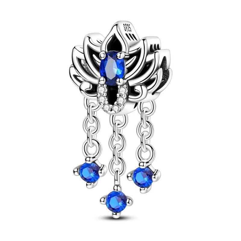 Blue Lotus Flower 925 sterling silver charm