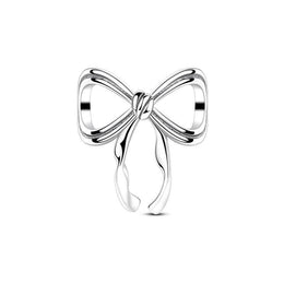 Silver Bow Pandora Charm | Ribbon Knot Bead | Coquette Jewelry | Bridesmaid Gift | Minimalist