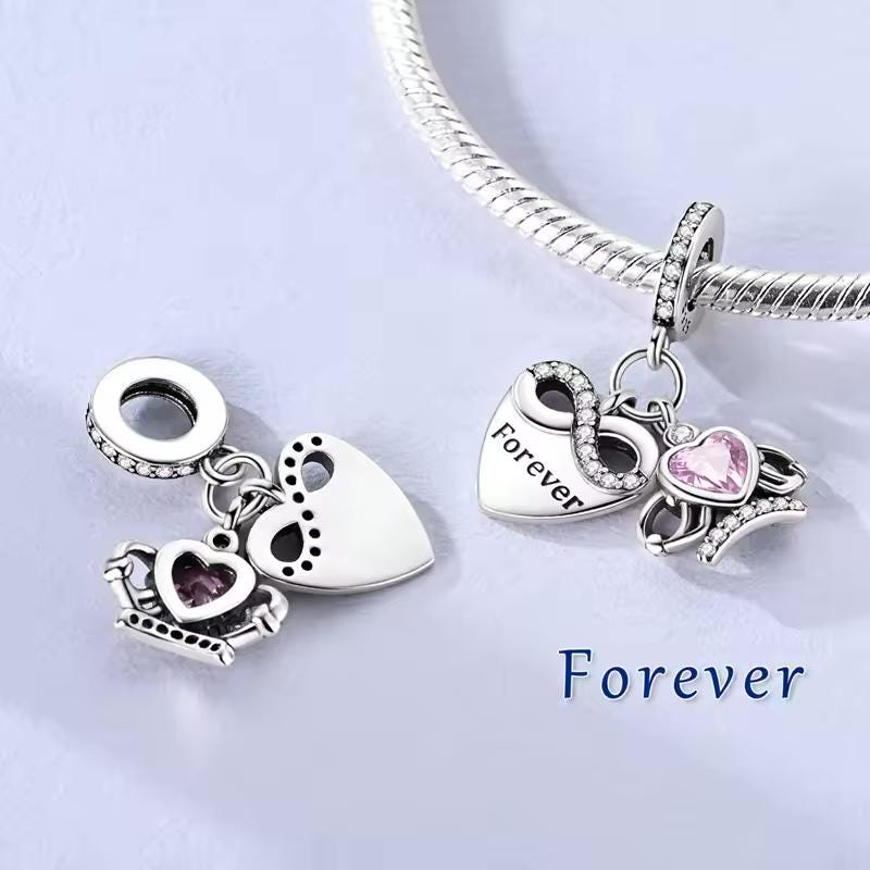 Forever Crown Heart charm detail view