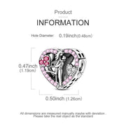 Couple In Love Pandora Charm | Pink Heart Bead | Silver Hugging Lovers | Romantic Anniversary Gift