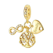 Family Tree Gold Pandora Charm | Infinity Heart | Dangle Bead | Mom Grandma Gift | Ancestry Jewelry