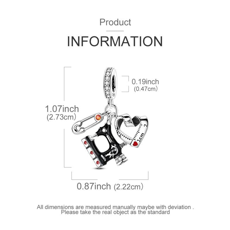 Sewing Machine sterling silver charm view 5