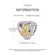 Wedding Couple Pandora Charm | Two Tone Gold Silver | Pink Heart Bead | Bride Groom Gift