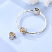 Wedding Couple Pandora Charm | Two Tone Gold Silver | Pink Heart Bead | Bride Groom Gift