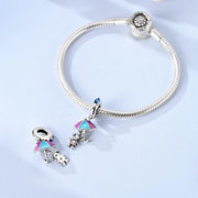 Umbrella Girl Pandora Charm | Rain Weather Jewelry | Silver Dangle | Colorful Enamel | Daughter Gift