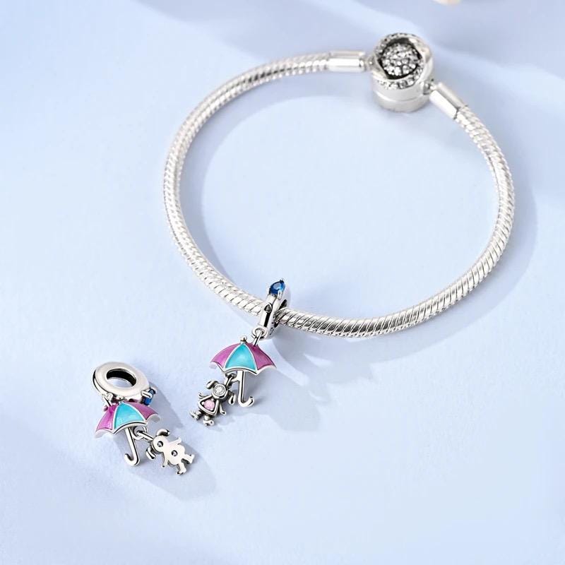 Umbrella Girl sterling silver charm view 5