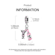 Pink Champagne Pandora Charm | Wine Bottle Glass Dangle | 21st Birthday Party Gift | Celebration Jewelry