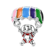 Parachute Dog Pandora Charm | Rainbow Enamel | Puppy Dangle | Skydiving Adventure | Travel Gift