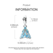 Blue Dress Pandora Charm | Princess Gown Dangle | Sparkle Bow Fashion | Cinderella Fairy Tale Gift