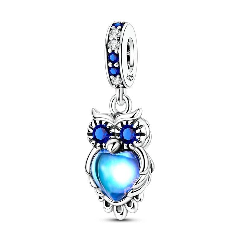 Blue Owl 925 sterling silver charm