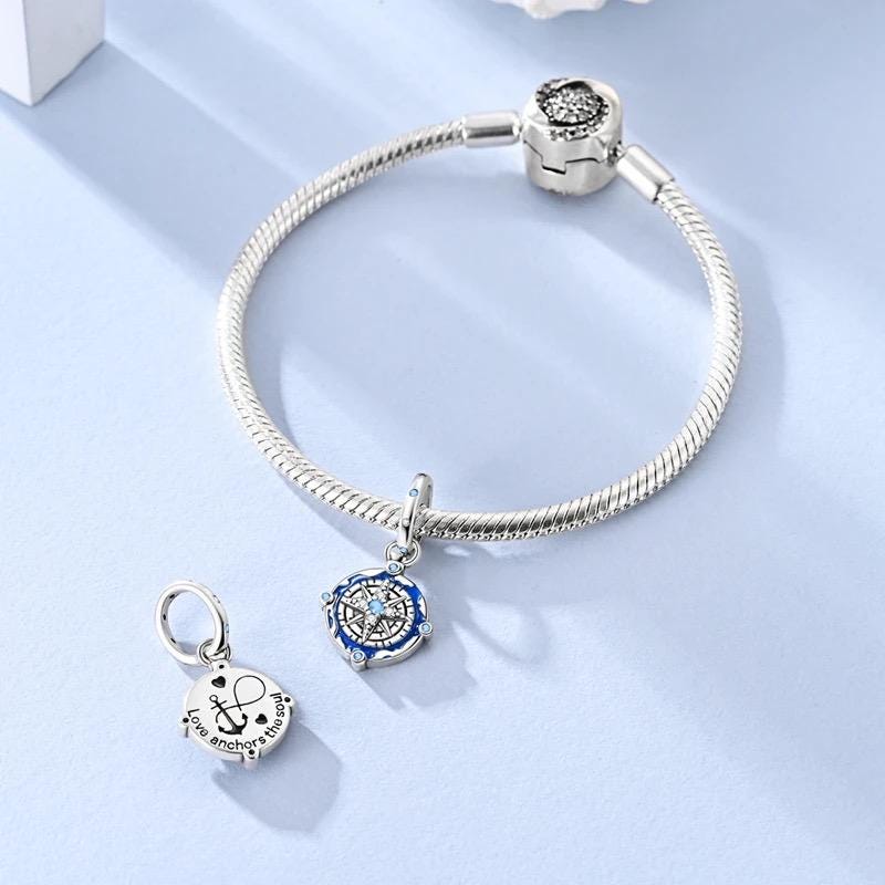 Compass Star sterling silver charm view 5