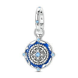 Compass Pandora Charm | Blue North Star | Silver Travel Dangle | Nautical Jewelry | Graduation Guidance Gift