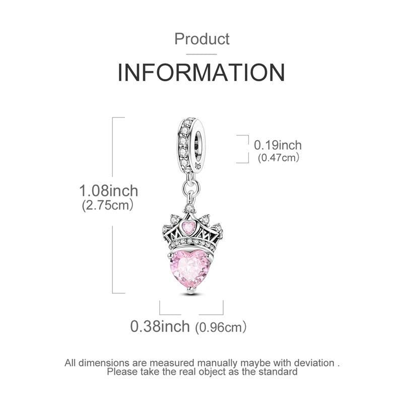 Mom Crown Heart sterling silver charm view 6